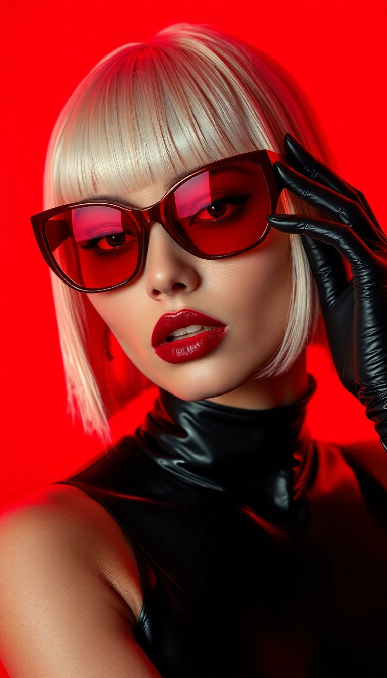 Best Extraordinary AI Y2K Woman Fashion Model in Black and Red Phone Well-Lit Wallpaper